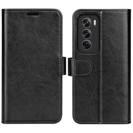 Oppo Reno12 Pro Hoesje - MobyDefend Wallet Book Case (Sluiting Achterkant) - Zwart