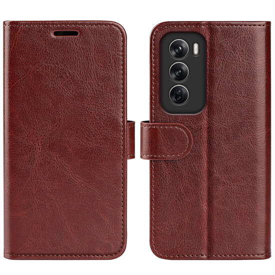 Oppo Reno12 Pro Hoesje - MobyDefend Wallet Book Case (Sluiting Achterkant) - Bruin