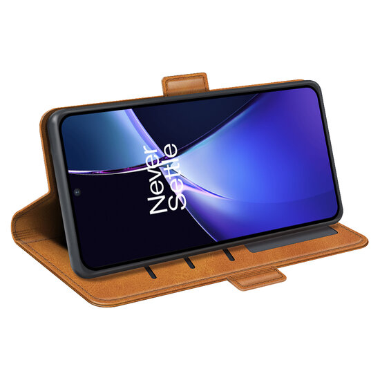 OnePlus Nord CE 4 Lite Hoesje - MobyDefend Luxe Wallet Book Case (Sluiting Zijkant) - Lichtbruin