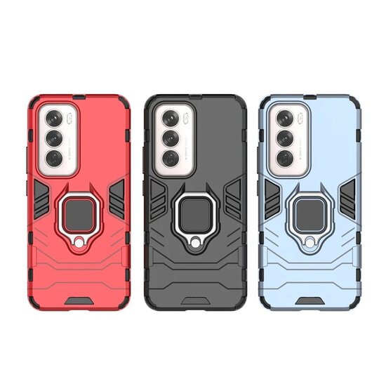 Oppo Reno12 Hoesje - MobyDefend Dubbelgelaagde Pantsercase Met Standaard - Rood