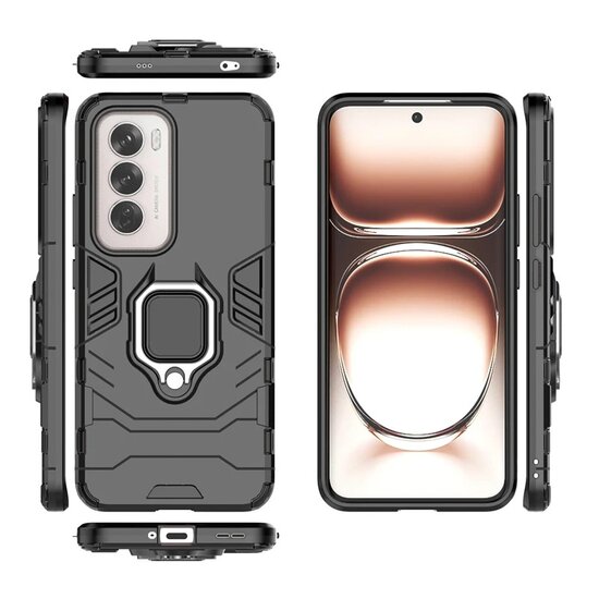 Oppo Reno12 Hoesje - MobyDefend Dubbelgelaagde Pantsercase Met Standaard - Rood
