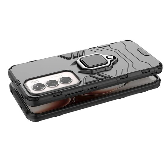 Oppo Reno12 Hoesje - MobyDefend Dubbelgelaagde Pantsercase Met Standaard - Rood