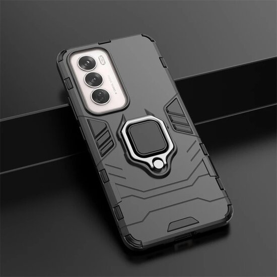 Oppo Reno12 Hoesje - MobyDefend Dubbelgelaagde Pantsercase Met Standaard - Rood