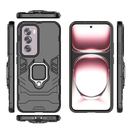 Oppo Reno12 Pro Hoesje - MobyDefend Dubbelgelaagde Pantsercase Met Standaard - Rood