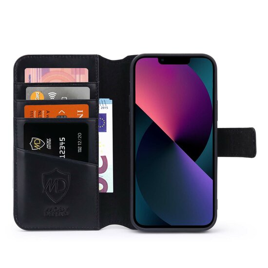 iPhone 13 Hoesje - Luxe MobyDefend Wallet Bookcase - Zwart