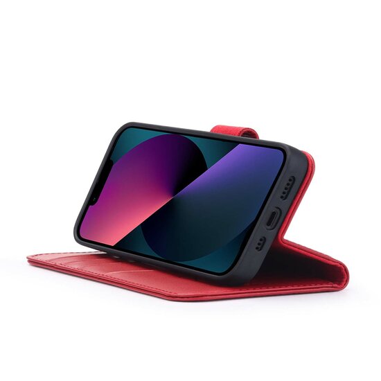 iPhone 13 Hoesje - Luxe MobyDefend Wallet Bookcase - Rood