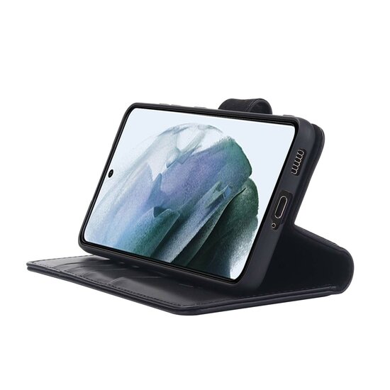 Samsung Galaxy S21 FE Hoesje - Luxe MobyDefend Wallet Bookcase - Zwart