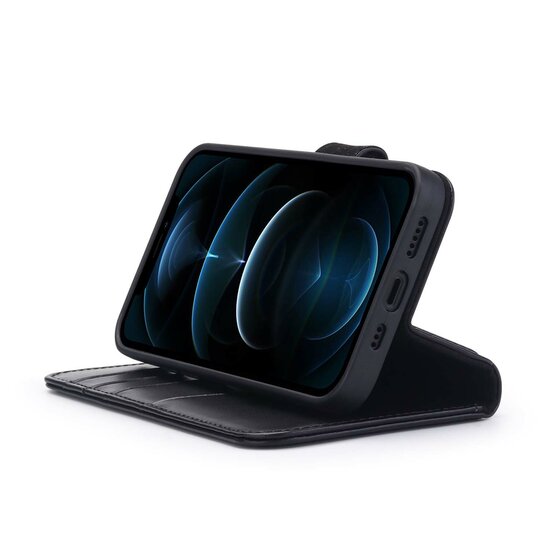 iPhone 12 / iPhone 12 Pro Hoesje - Luxe MobyDefend Wallet Bookcase - Zwart