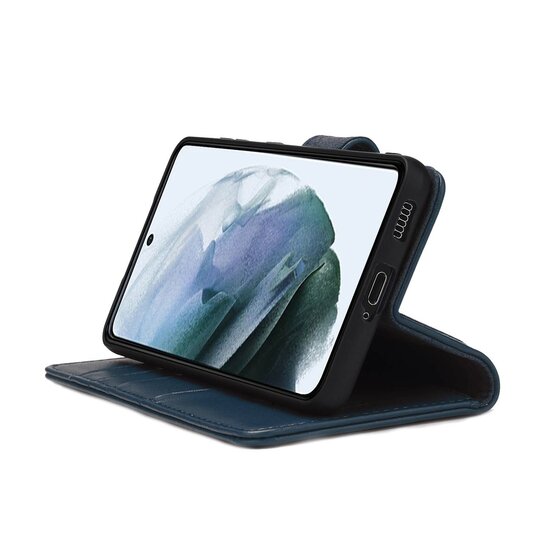 Samsung Galaxy S21 FE Hoesje - Luxe MobyDefend Wallet Bookcase - Blauw
