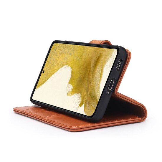 Samsung Galaxy S22 Hoesje - Luxe MobyDefend Wallet Bookcase - Lichtbruin