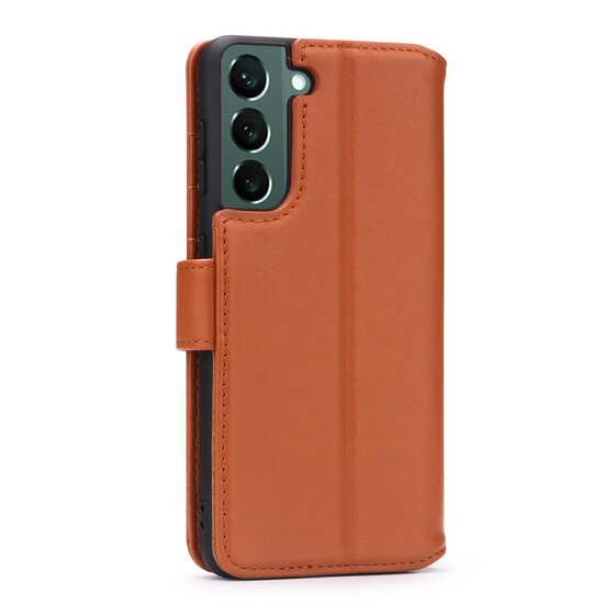 Samsung Galaxy S22 Hoesje - Luxe MobyDefend Wallet Bookcase - Lichtbruin