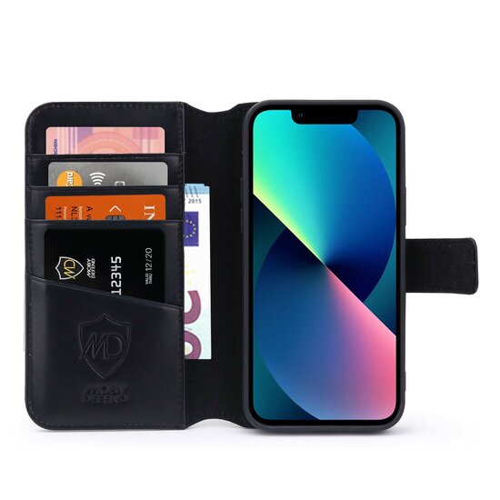 iPhone 13 Mini Hoesje - Luxe MobyDefend Wallet Bookcase - Zwart