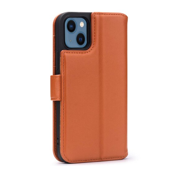 iPhone 13 Mini Hoesje - Luxe MobyDefend Wallet Bookcase - Lichtbruin