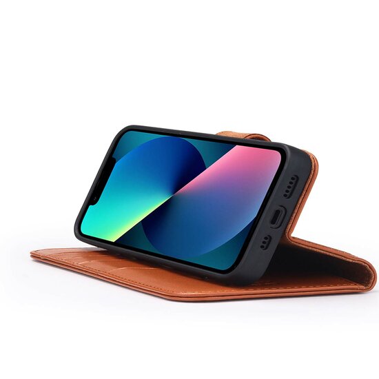 iPhone 13 Mini Hoesje - Luxe MobyDefend Wallet Bookcase - Lichtbruin