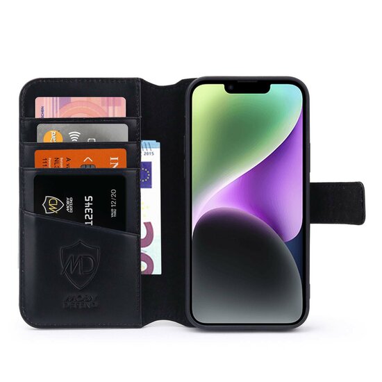 iPhone 14 Hoesje - Luxe MobyDefend Wallet Bookcase - Zwart
