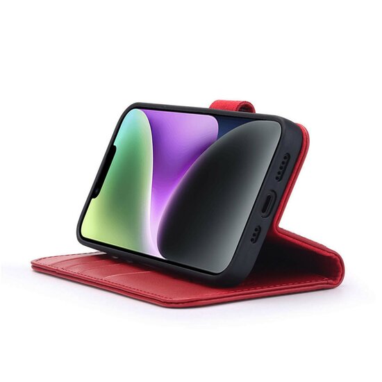 iPhone 14 Hoesje - Luxe MobyDefend Wallet Bookcase - Rood