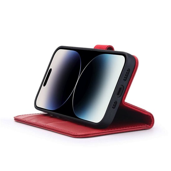 iPhone 14 Pro Hoesje - Luxe MobyDefend Wallet Bookcase - Rood