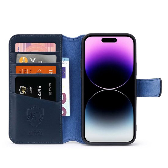 iPhone 14 Pro Max Hoesje - Luxe MobyDefend Wallet Bookcase - Blauw