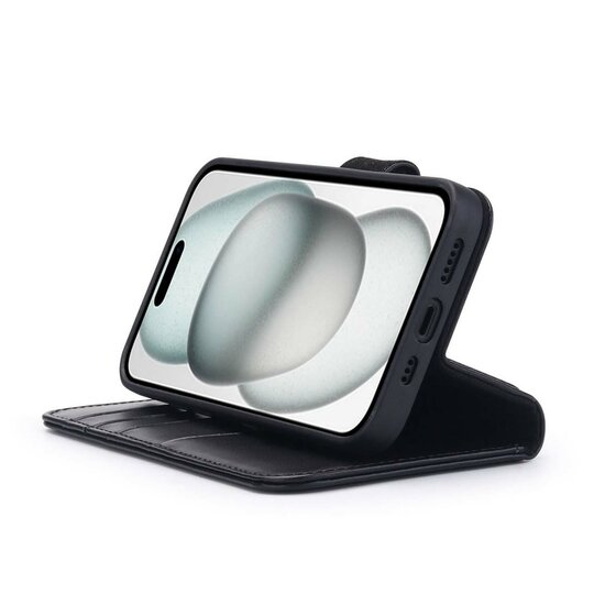 iPhone 15 Hoesje - Luxe MobyDefend Wallet Bookcase - Zwart