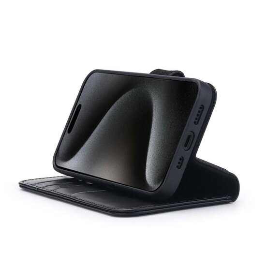 iPhone 15 Pro Hoesje - Luxe MobyDefend Wallet Bookcase - Zwart