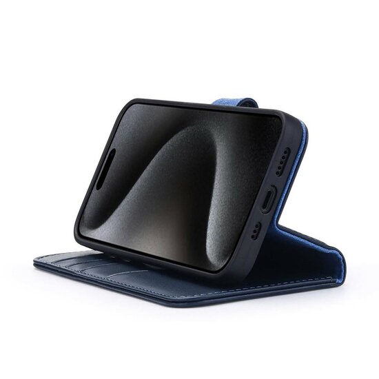 iPhone 15 Pro Hoesje - Luxe MobyDefend Wallet Bookcase - Blauw