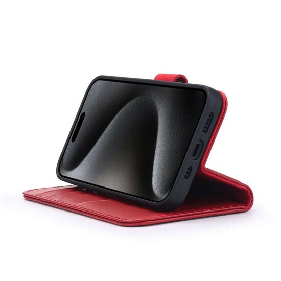 iPhone 15 Pro Hoesje - Luxe MobyDefend Wallet Bookcase - Rood