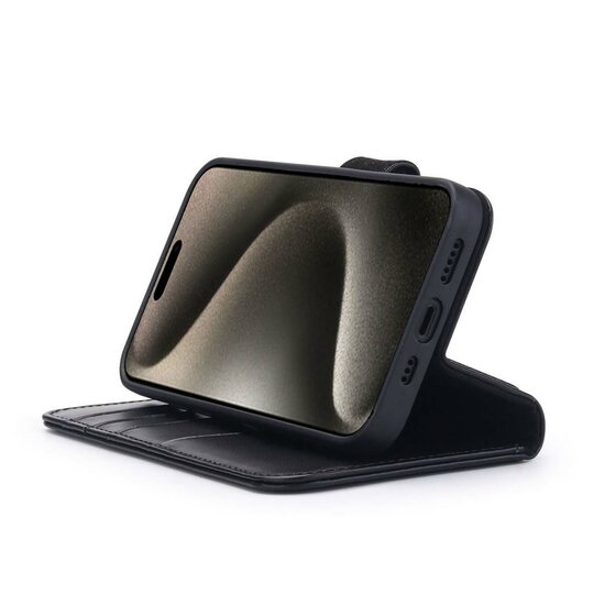 iPhone 15 Pro Max Hoesje - Luxe MobyDefend Wallet Bookcase - Zwart