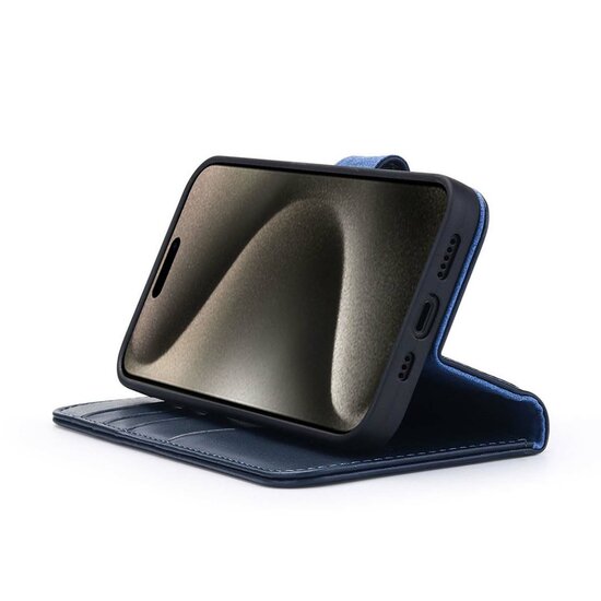 iPhone 15 Pro Max Hoesje - Luxe MobyDefend Wallet Bookcase - Blauw