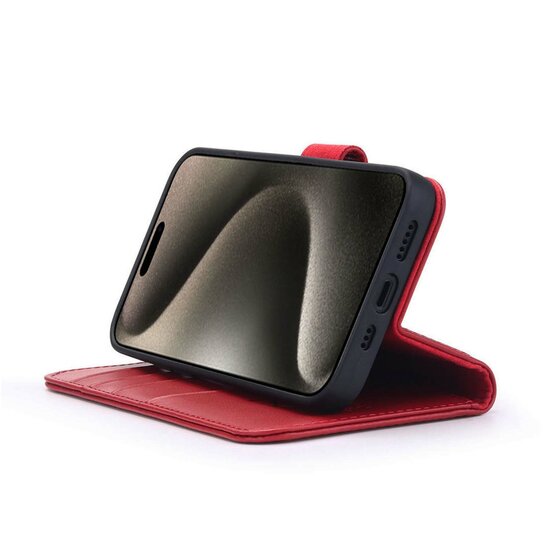 iPhone 15 Pro Max Hoesje - Luxe MobyDefend Wallet Bookcase - Rood