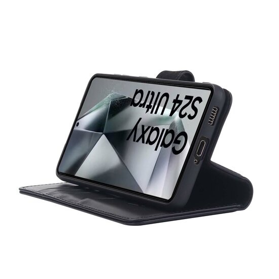 Samsung Galaxy S24 Ultra Hoesje - Luxe MobyDefend Wallet Bookcase - Zwart