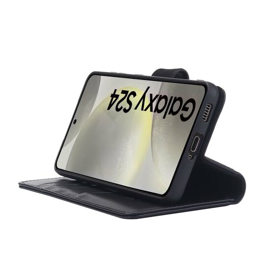 Samsung Galaxy S24 Hoesje - Luxe MobyDefend Wallet Bookcase - Zwart