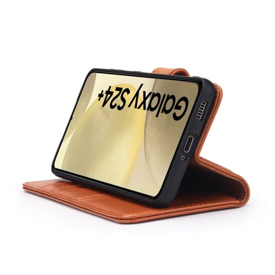 Samsung Galaxy S24 Plus (S24+) Hoesje - Luxe MobyDefend Wallet Bookcase - Lichtbruin