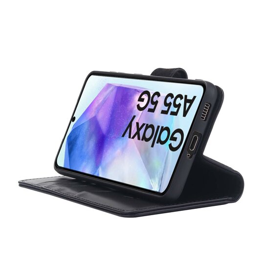 Samsung Galaxy A55 Hoesje - Luxe MobyDefend Wallet Bookcase - Zwart
