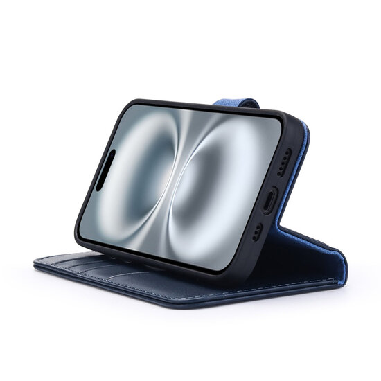 iPhone 16 Hoesje - Luxe MobyDefend Wallet Bookcase - Blauw