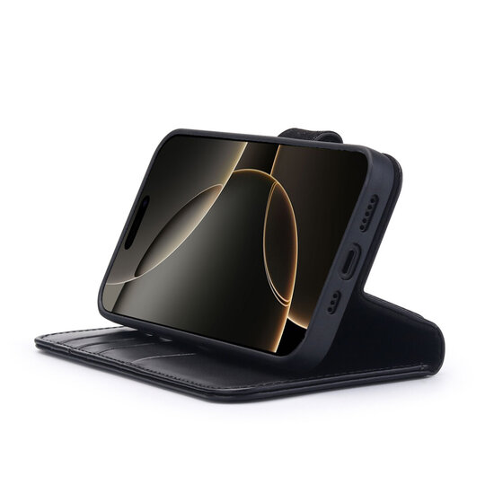 iPhone 16 Pro Hoesje - Luxe MobyDefend Wallet Bookcase - Zwart