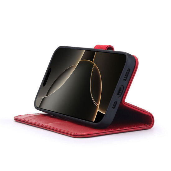 iPhone 16 Pro Hoesje - Luxe MobyDefend Wallet Bookcase - Rood