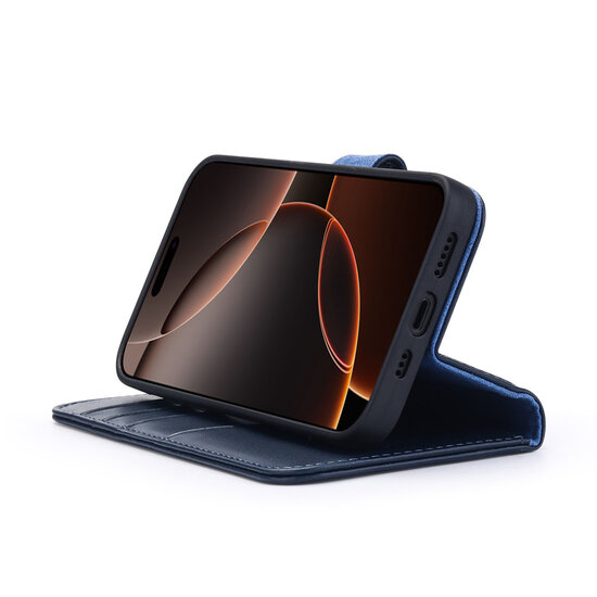 iPhone 16 Pro Max Hoesje - Luxe MobyDefend Wallet Bookcase - Blauw