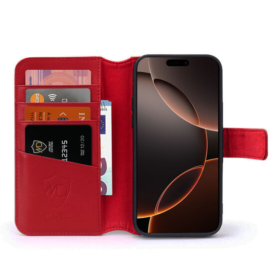 iPhone 16 Pro Max Hoesje - Luxe MobyDefend Wallet Bookcase - Rood