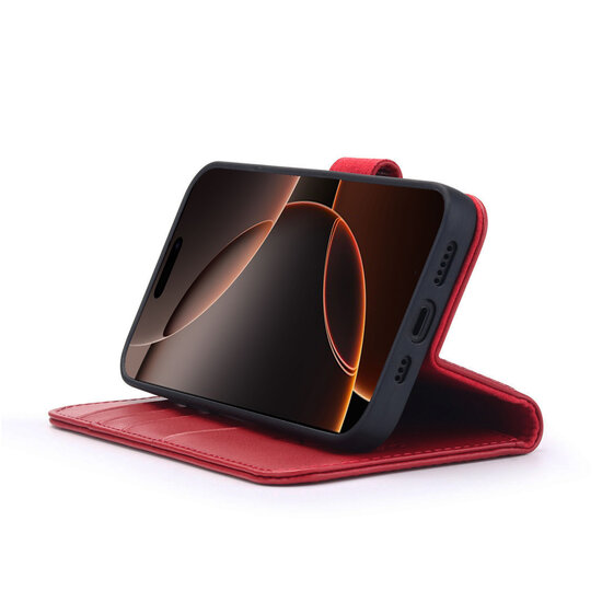 iPhone 16 Pro Max Hoesje - Luxe MobyDefend Wallet Bookcase - Rood