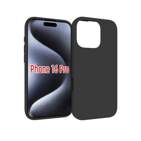 iPhone 16 Pro Hoesje - MobyDefend TPU Backcover - Mat Zwart