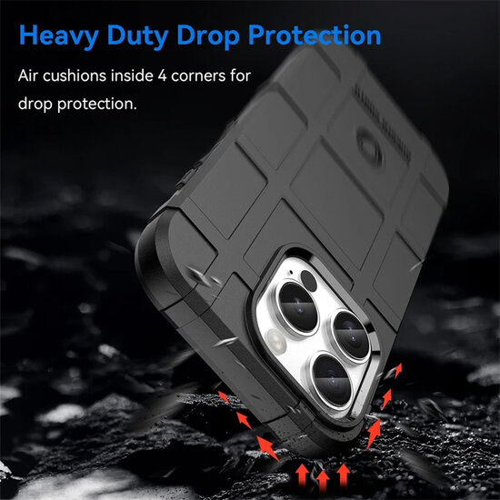 iPhone 16 Pro Max Hoesje - Mobydefend Rugged Shield TPU Backcover - Blauw