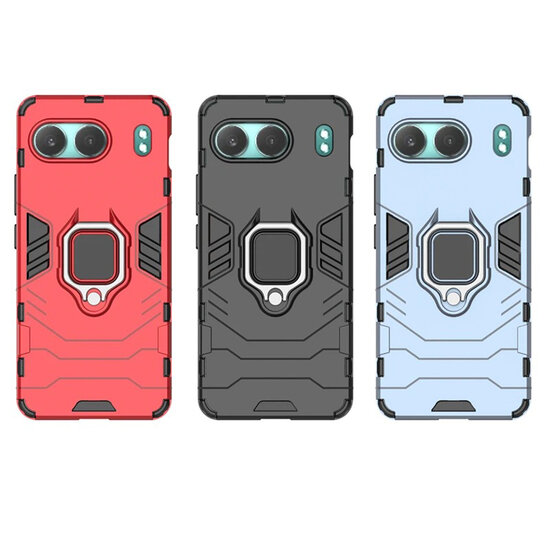 OnePlus Nord 4 Hoesje - MobyDefend Dubbelgelaagde Pantsercase Met Standaard - Zwart