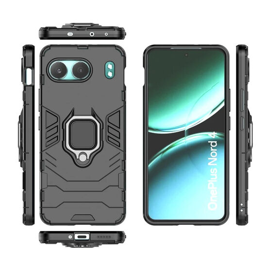 OnePlus Nord 4 Hoesje - MobyDefend Dubbelgelaagde Pantsercase Met Standaard - Rood