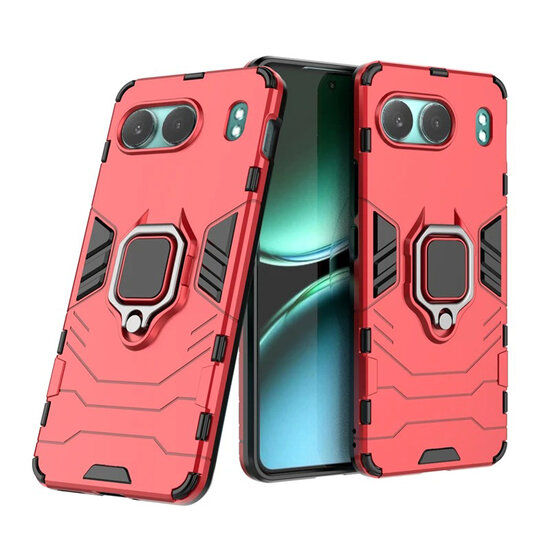 OnePlus Nord 4 Hoesje - MobyDefend Dubbelgelaagde Pantsercase Met Standaard - Rood