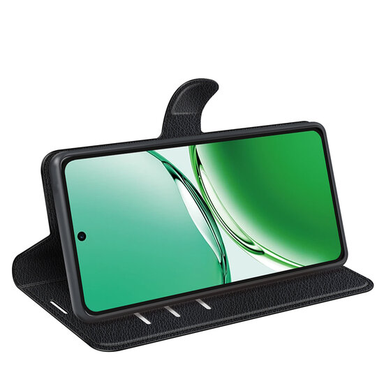 Oppo Reno12 F Hoesje - MobyDefend Kunstleren Wallet Book Case (Sluiting Voorkant) - Zwart
