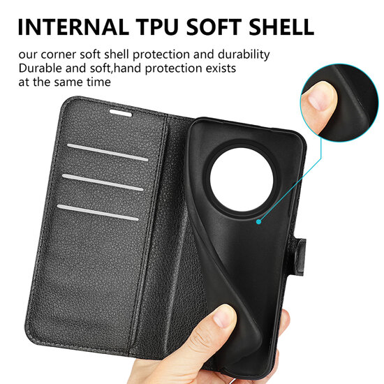 Oppo Reno12 F Hoesje - MobyDefend Kunstleren Wallet Book Case (Sluiting Voorkant) - Zwart