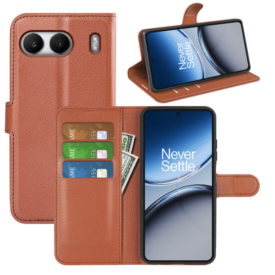 OnePlus Nord 4 Hoesje - MobyDefend Kunstleren Wallet Book Case (Sluiting Voorkant) - Bruin