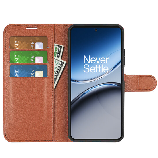 OnePlus Nord 4 Hoesje - MobyDefend Kunstleren Wallet Book Case (Sluiting Voorkant) - Bruin