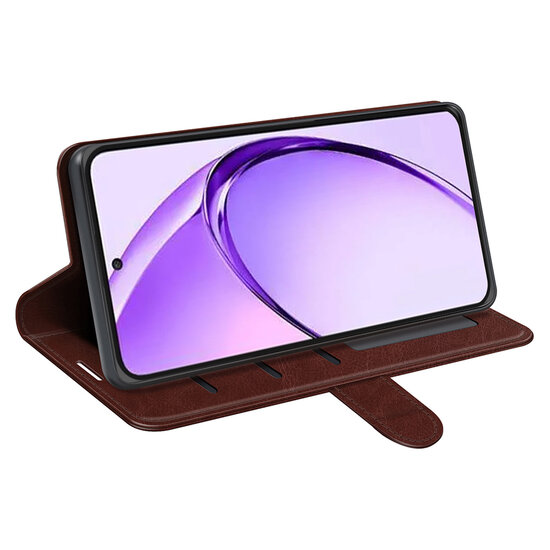 Oppo A80 5G Hoesje - MobyDefend Wallet Book Case (Sluiting Achterkant) - Bruin
