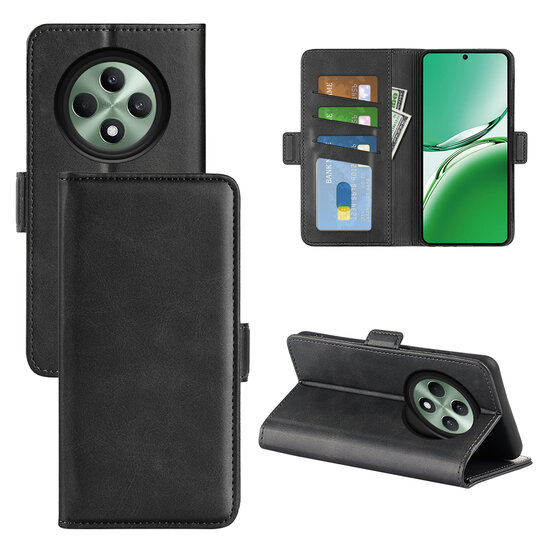 Oppo Reno12 F Hoesje - MobyDefend Luxe Wallet Book Case (Sluiting Zijkant) - Zwart